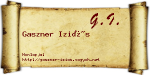 Gaszner Iziás névjegykártya